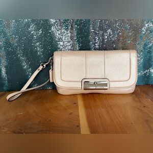 Coach 2009 y2K Kristin Metallic Leather Flap Wristlet/Clutch in "Champagne"